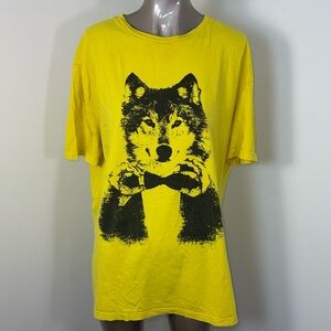 Xochi Yellow Graphic Wolf T-Shirt